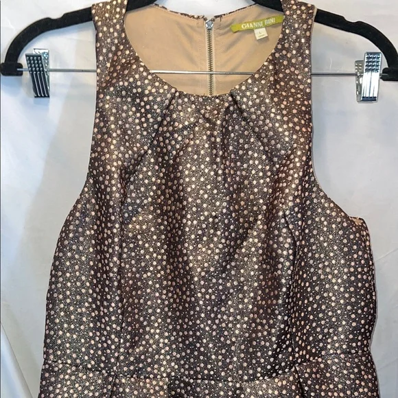 Gianni Bini Brown Mini Dress with Gold, Size L - Picture 4 of 10